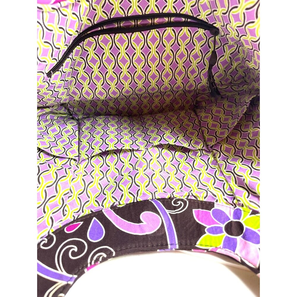 Vera Bradley Shoulder Tote Bag Purple Punch Floral Quilted Purse Pockets Retired - Picture 6 of 16